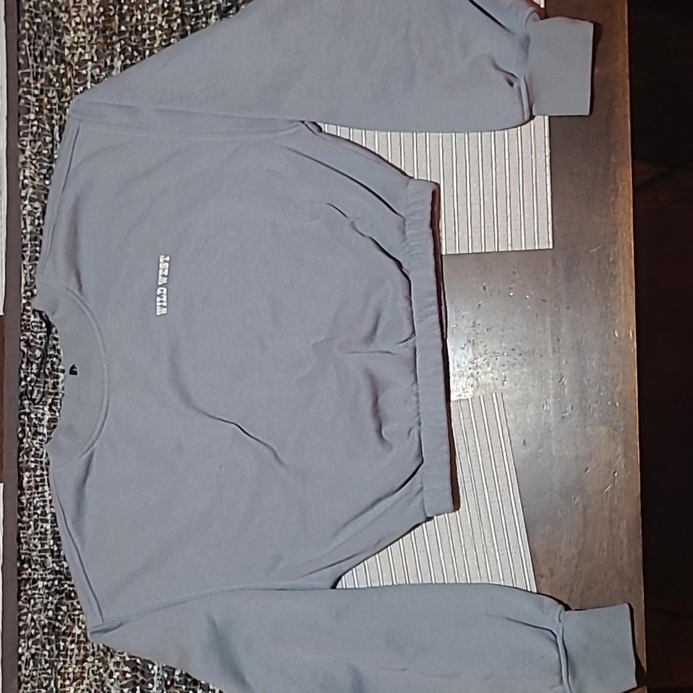 Gray sweatshirt crop top with horses on the back